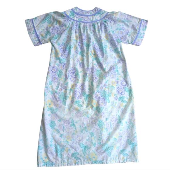 Vintage Kelly Reed Full Snap Knee Length Ombre Floral Violet House Sleep Dress - Picture 2 of 4